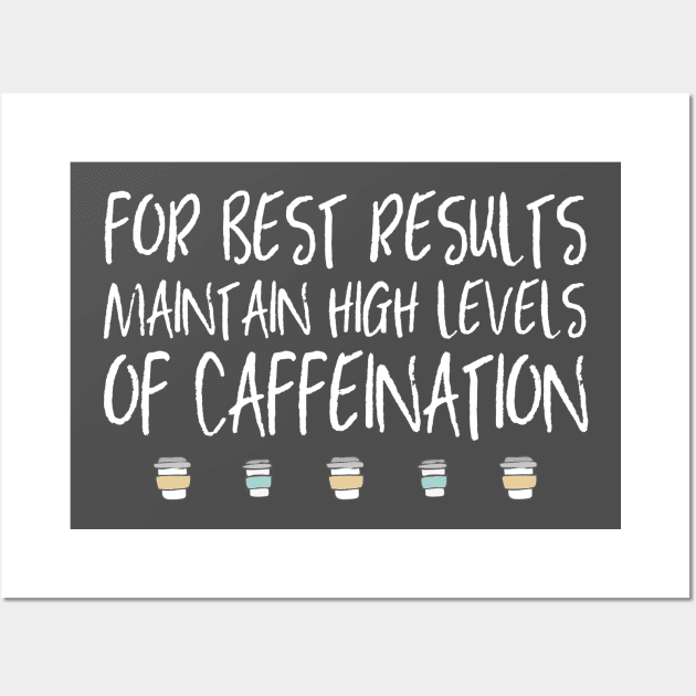 Coffee: For best results, maintain high levels of caffeination (white text + coffee cups) Wall Art by Ofeefee